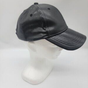 City Hunter Faux Leather Black‎ Cap Hat  One Size